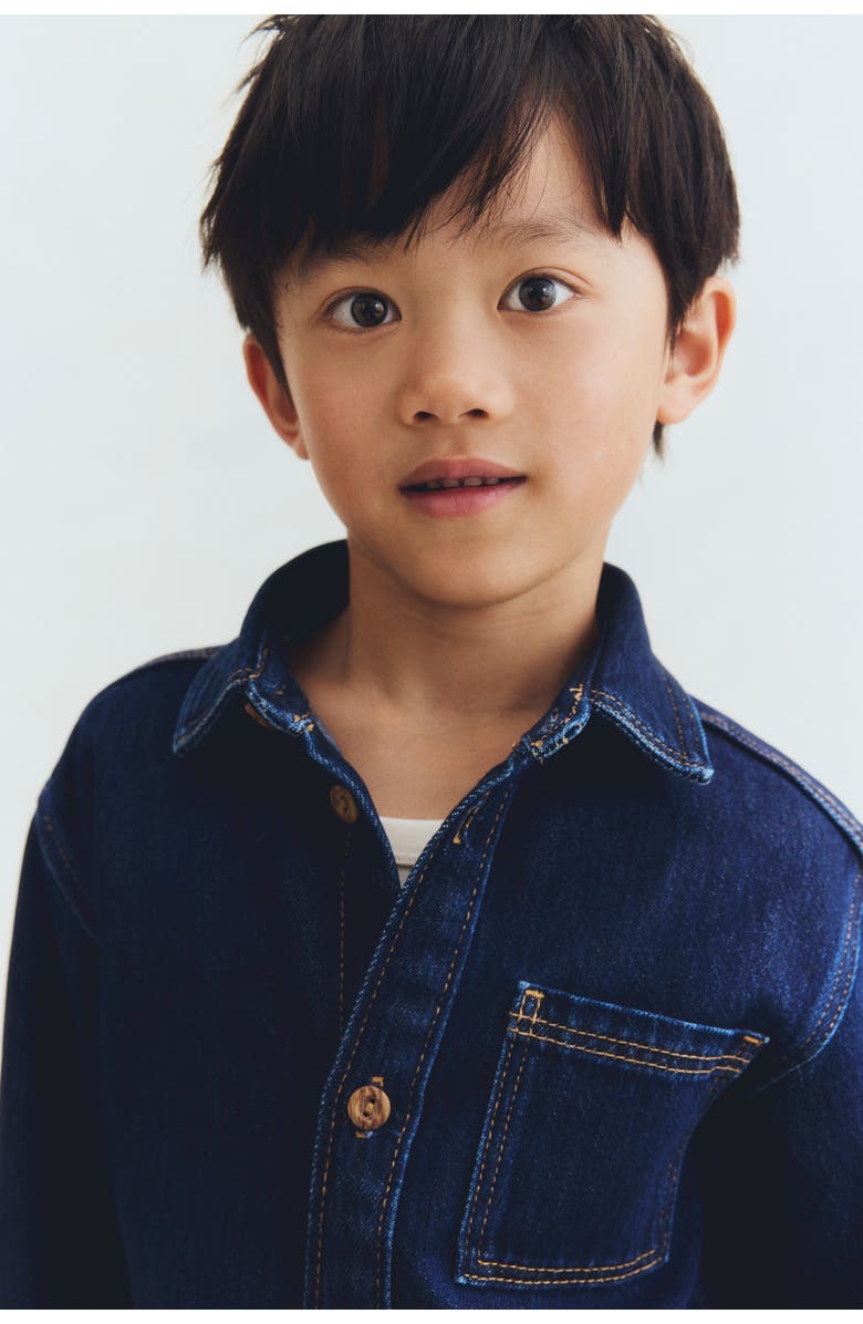 H&M Denim Overshirt, Alternate, color, Dark Denim Blue