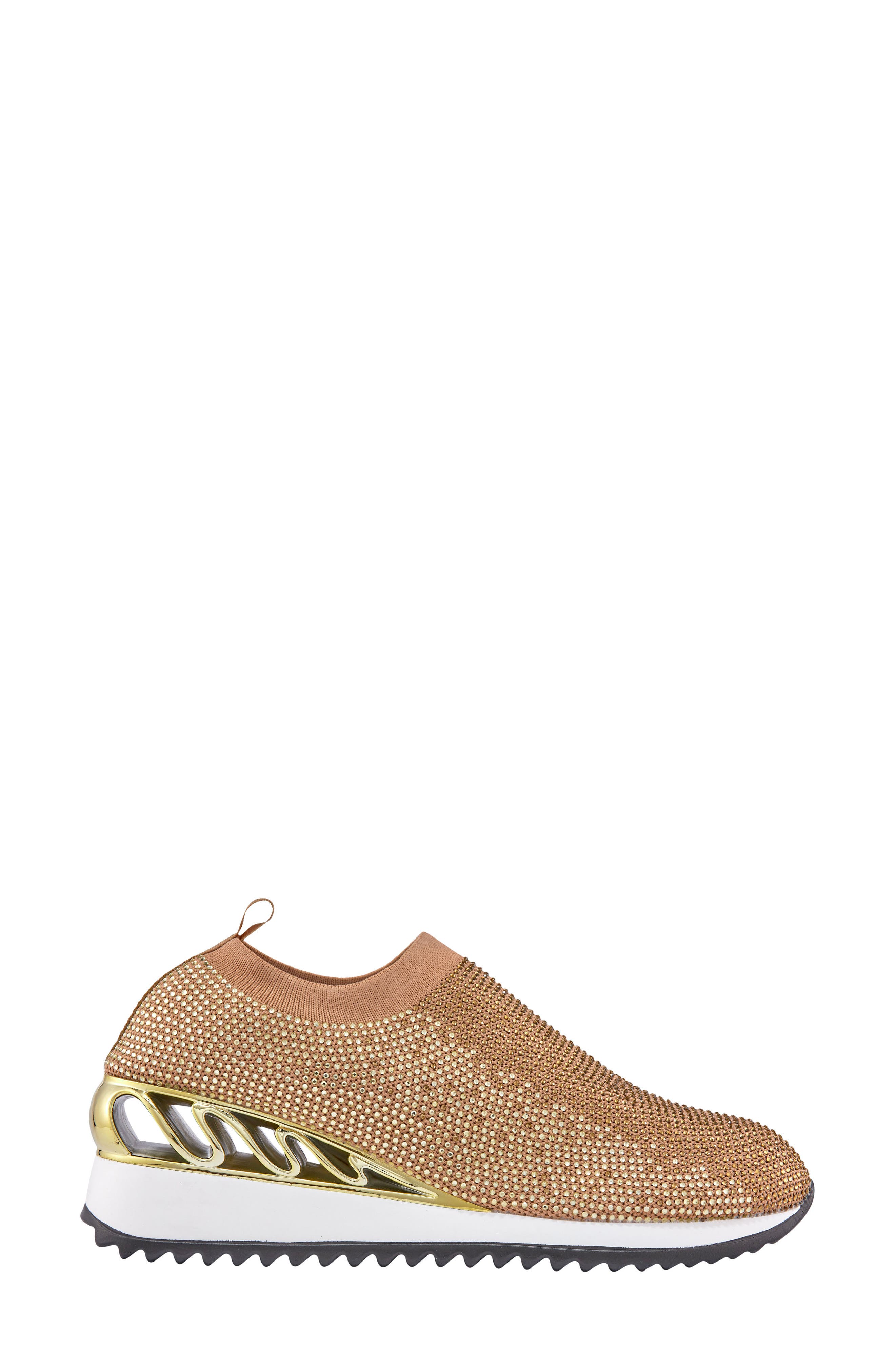 Bella Rhinestone Sneaker, Alternate, color, GOLD MULTI
