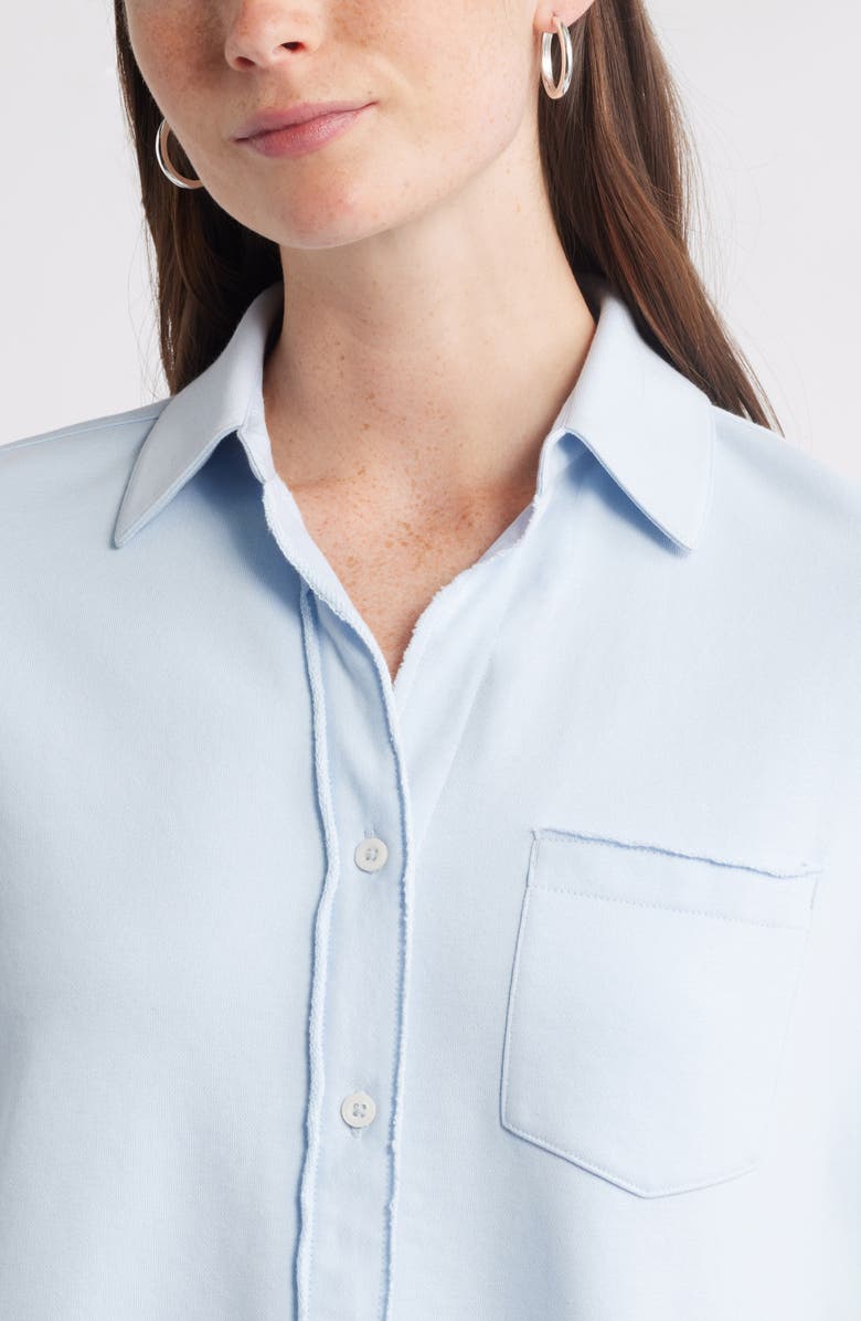 Caslon<sup>®</sup> French Terry Button-Up Shirt, Alternate, color, Blue Skyway