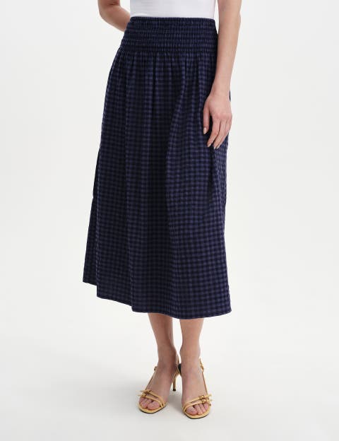 Vanessa Gingham Seersucker Midi Skirt