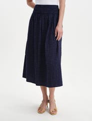 Finery London Vanessa Gingham Seersucker Midi Skirt