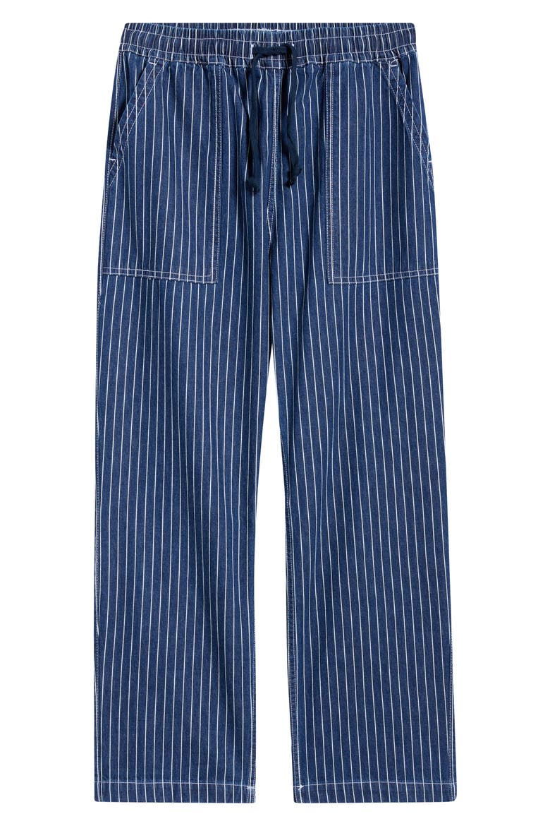 Pinstripe Denim Drawstring Chef Pants, Alternate, color, INDIGO