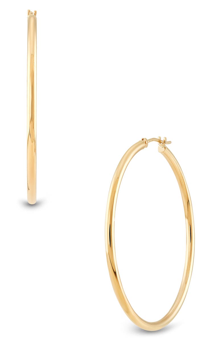 Frankie & Zoe Tube Hoop Earrings, Alternate, color, Yellow Gold