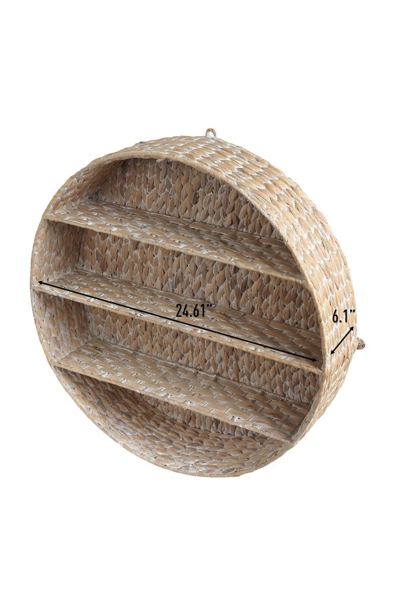 HAPPIMESS Annulus 3-Shelf Circular Handwoven Hyacinth Wall Rack, Alternate, color, White Wash