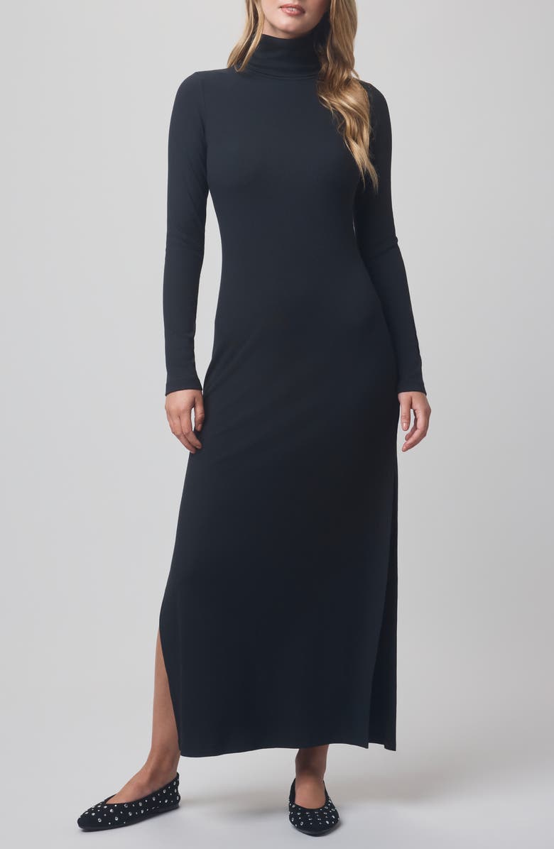 Splendid x @cellajaneblog Rib Turtleneck Dress, Main, color, Black
