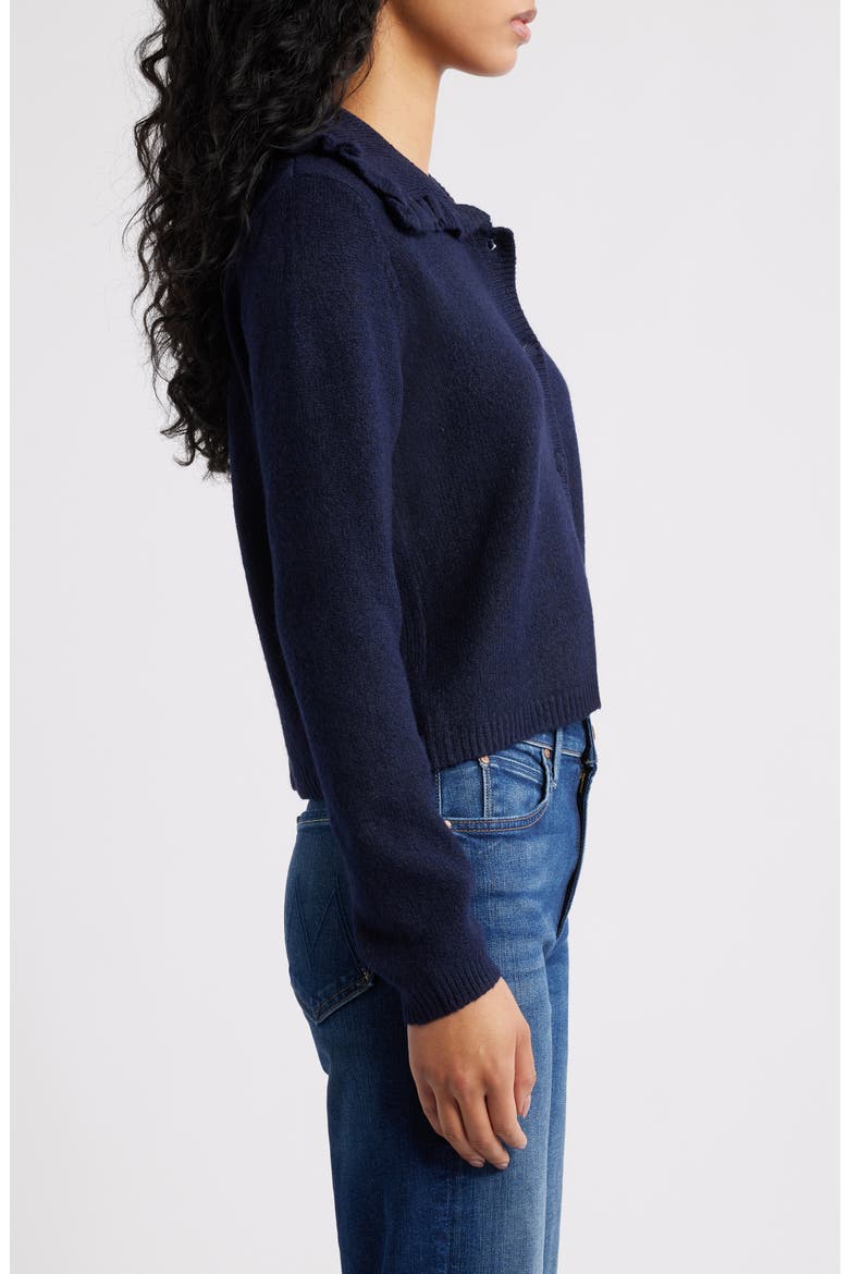 Carmello Frill Collar Cardigan, Alternate, color, NAVY