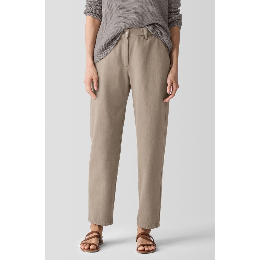 Eileen Fisher Cropped Organic Cotton Utility Pants In Reed
