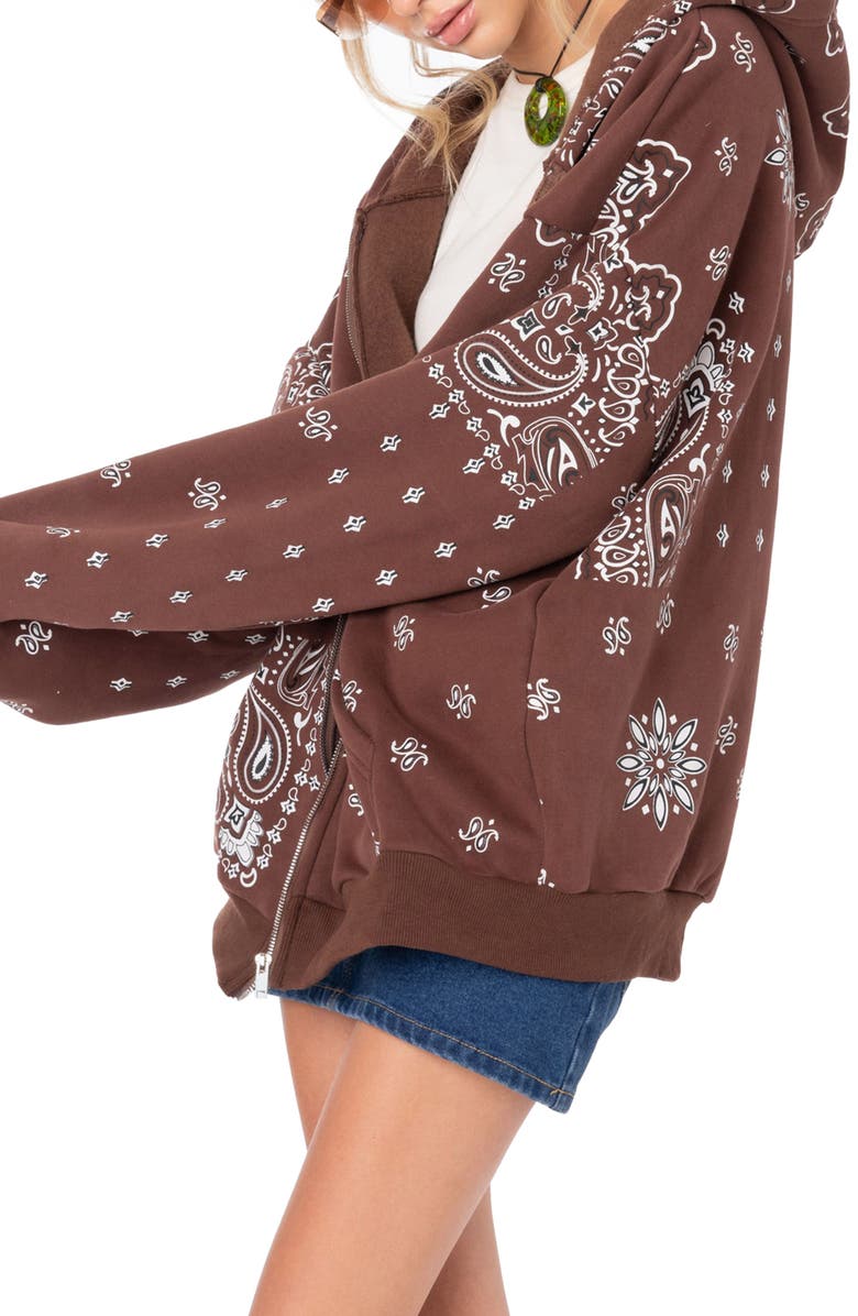 EDIKTED Bandana Print Hoodie, Alternate, color, 