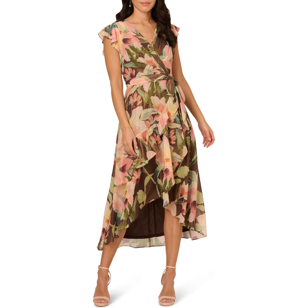 ADRIANNA PAPELL ADRIANNA PAPELL FLORAL HIGH-LOW MIDI DRESS