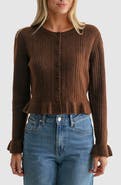 All in Favor Pointelle Peplum Cardigan