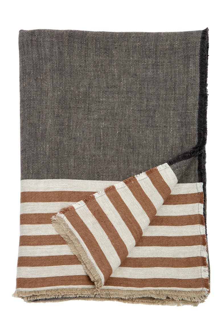 Benny Oversize Linen Throw Blanket, Main, color, GREY