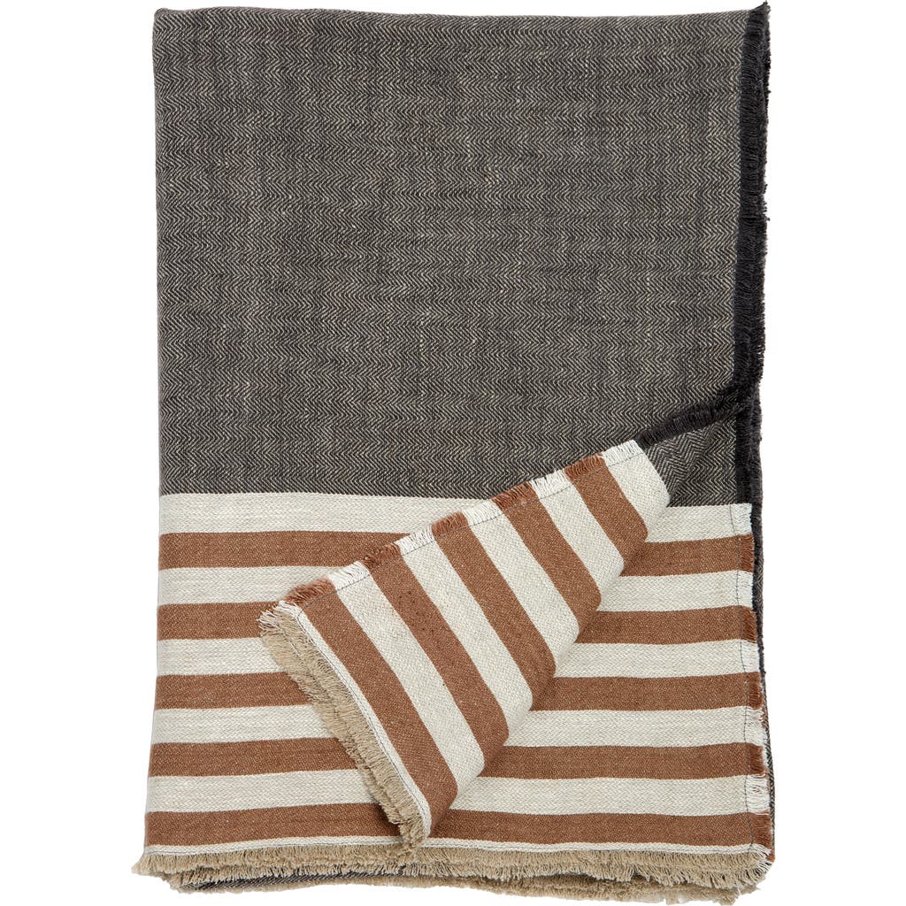 Pom Pom At Home Benny Oversize Linen Throw Blanket In Grey