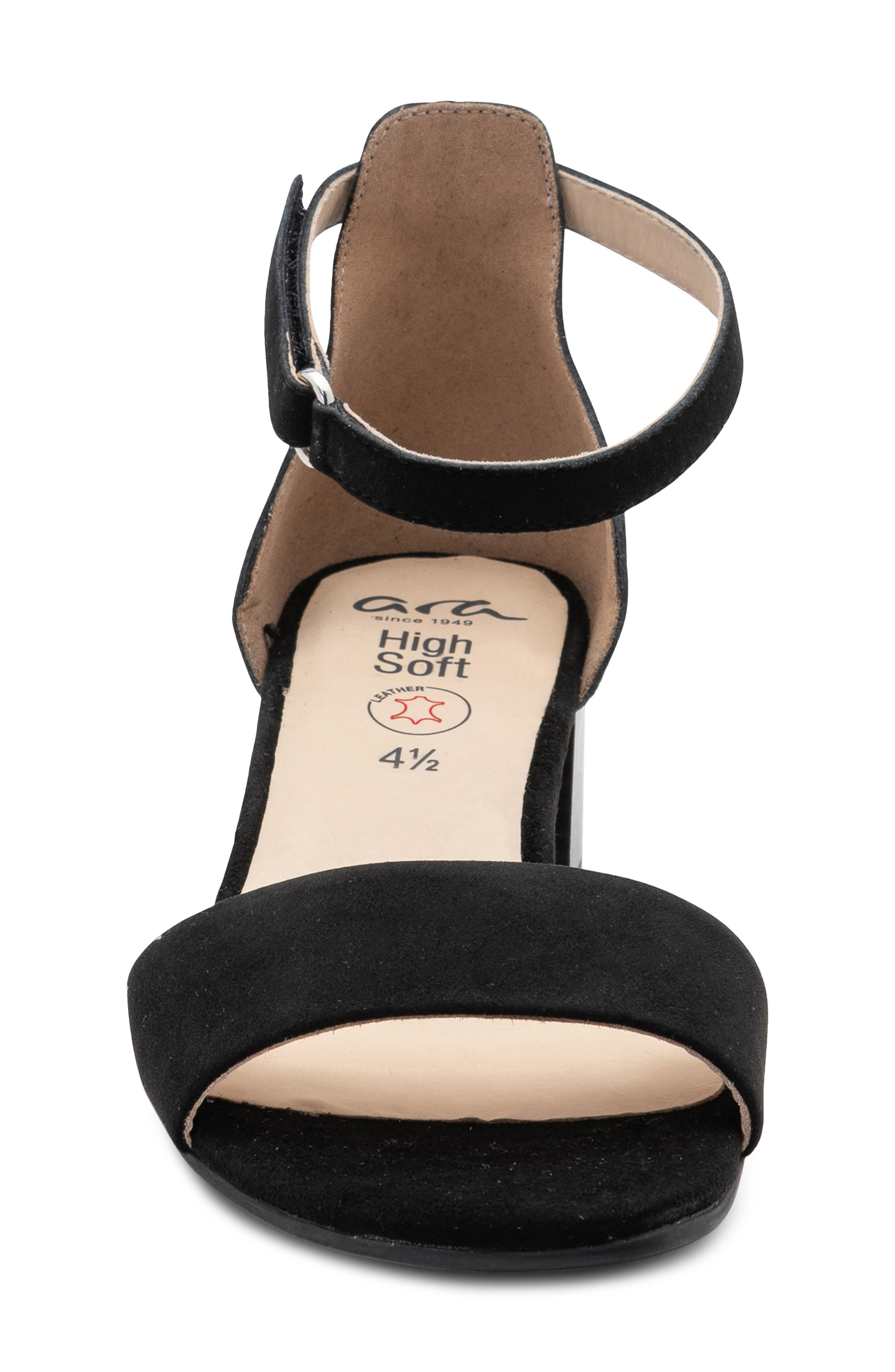 ara Pauline Block Heel Sandal, Alternate, color, Black Kid Suede