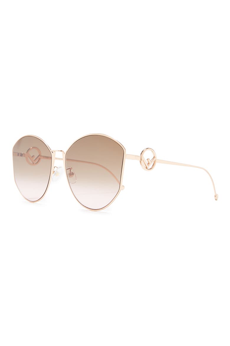63mm Round Sunglasses, Alternate, color, GOLD COPPER / BROWN PINK