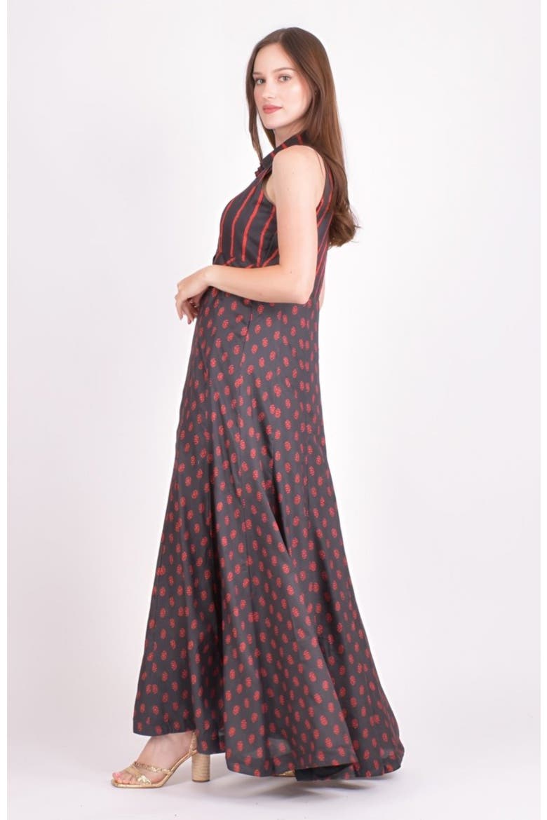 Meher Slit Button Up Maxi Dress, Alternate, color, Black