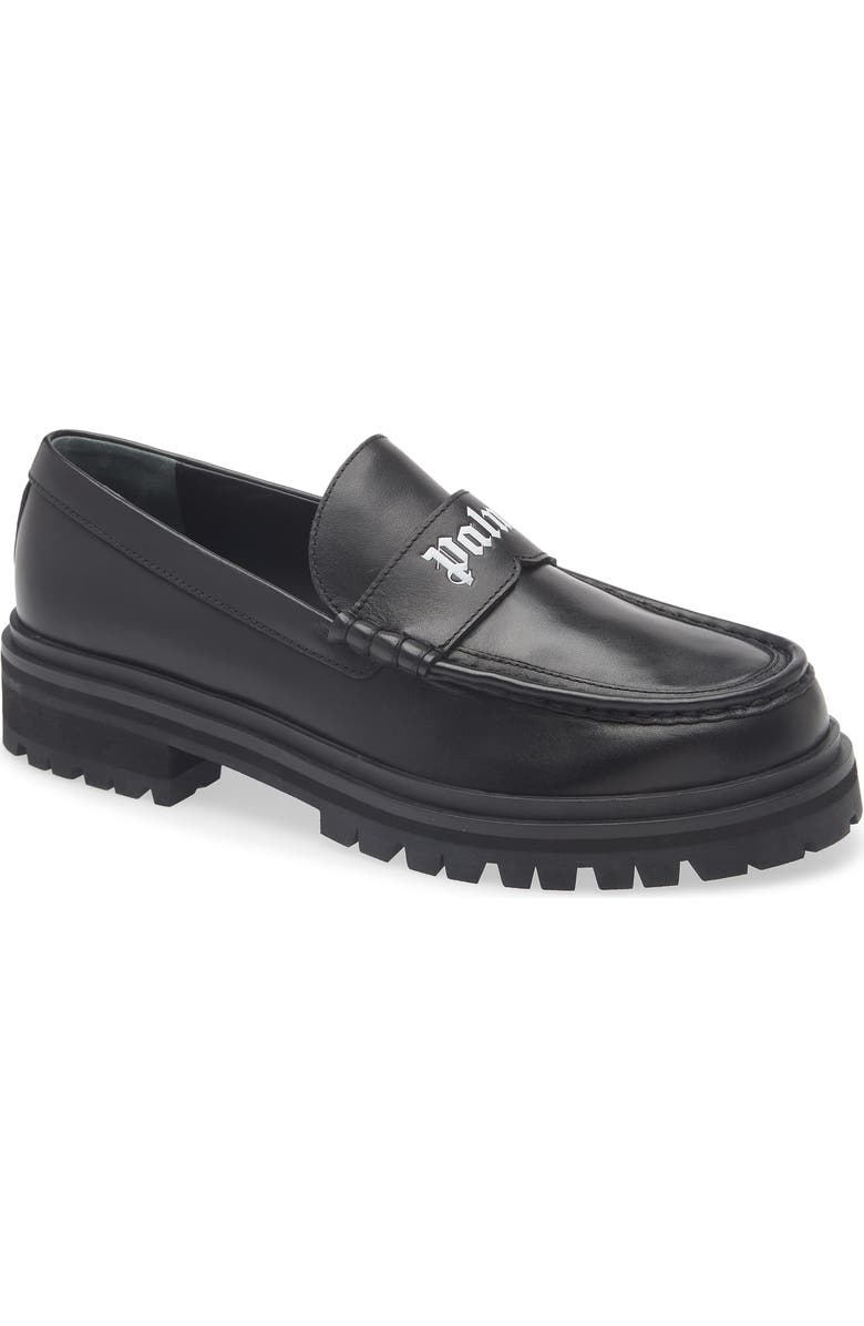 Palm Angels Logo Mismatched Loafer, Main, color, Black