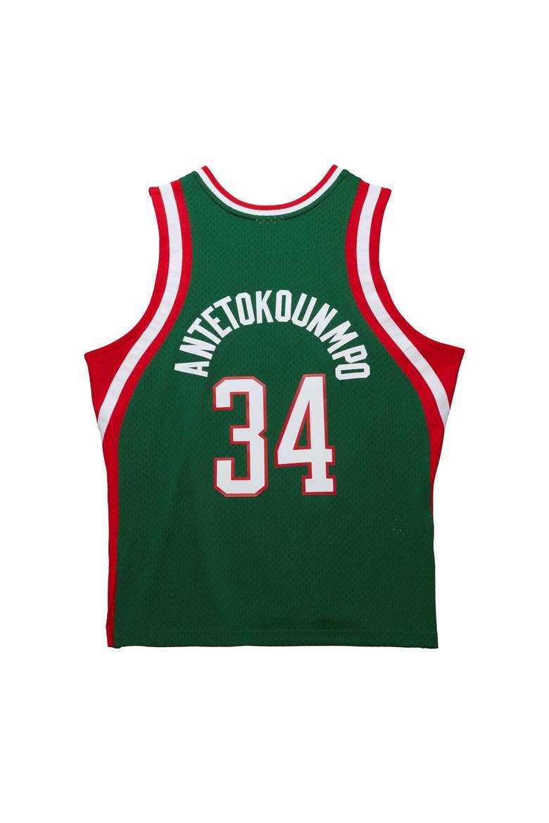 Men's Mitchell & Ness Giannis Antetokounmpo Hunter Green Milwaukee Bucks 2013/14 Hardwood Classics Swingman Jersey, Alternate, color, Hunter Green