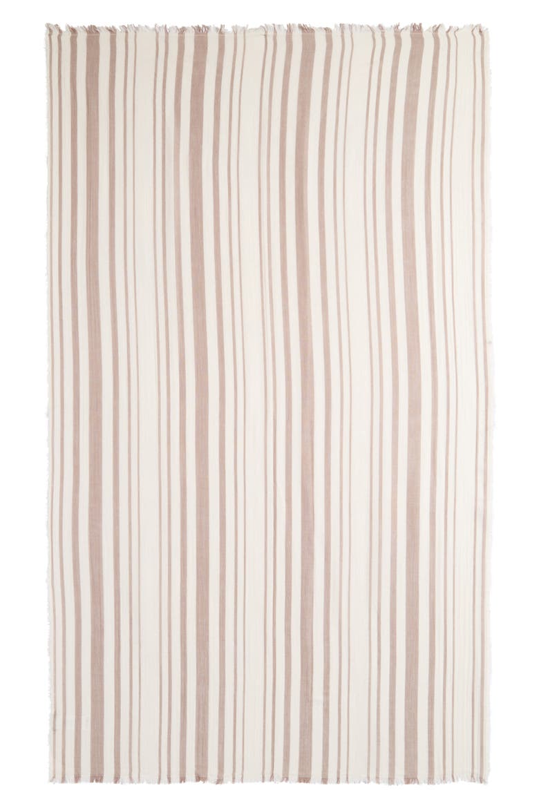Variegated Stripe Cotton Fringe Scarf, Alternate, color, DESERT WIND/ OFF WHITE
