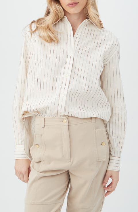 Litsa Silk Blend Button-Up Shirt