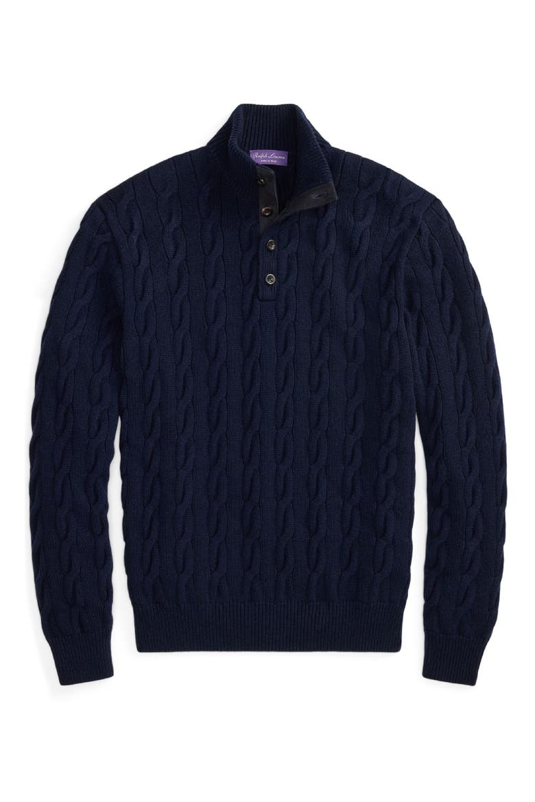 Cable Knit Cashmere Sweater, Alternate, color, CLASSIC CHAIRMAN NAVY