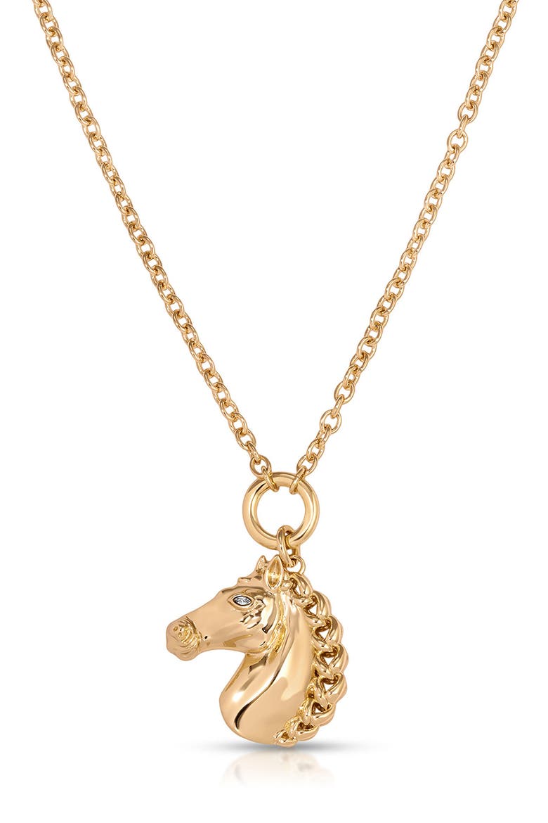 Stallion Pendant Necklace, Alternate, color, GOLD