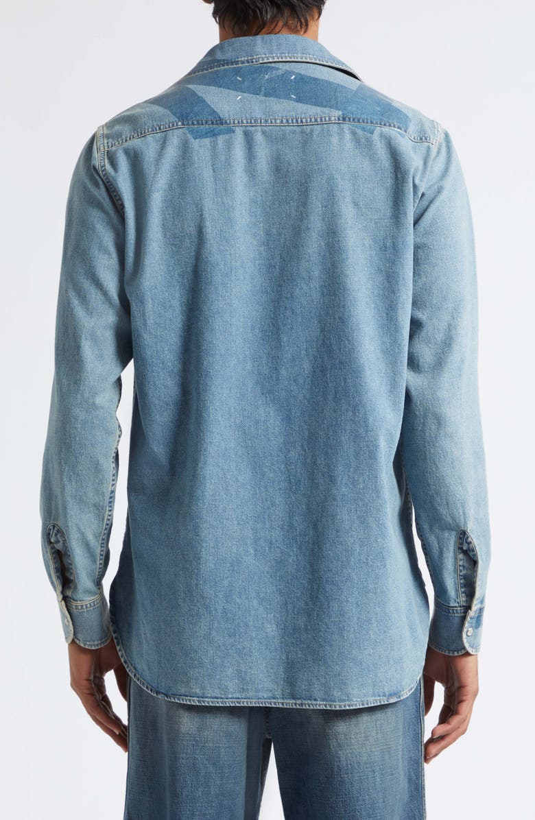 Maison Margiela Oversize Taped Denim Shirt, Alternate, color, Ice Blue