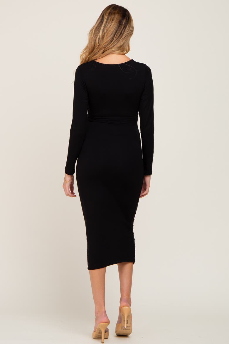 Basic Square Neck Midi Dress, Alternate, color, Black