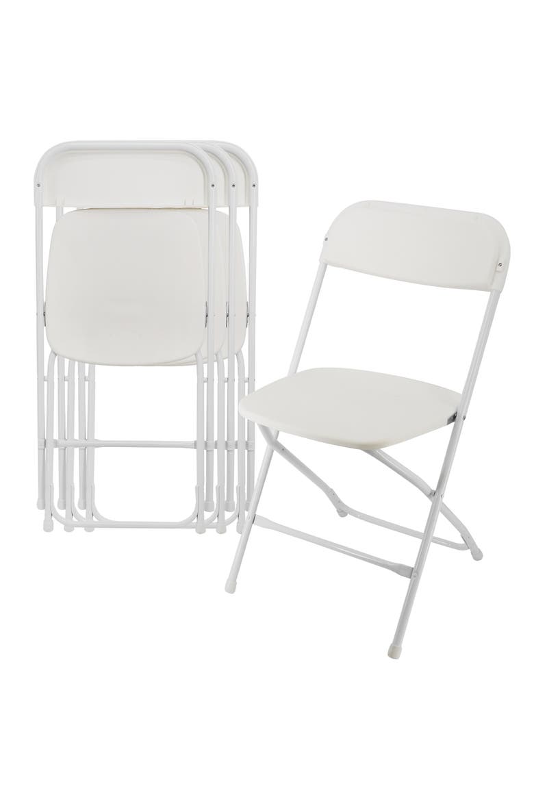 4 Piece Plastic Folding Chair, Main, color, White