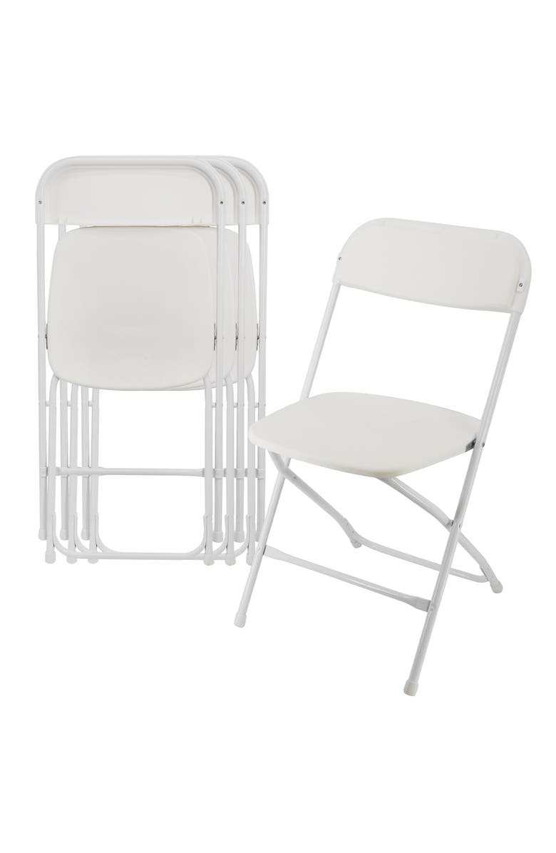 Elama 4 Piece Plastic Folding Chair, Main, color, White