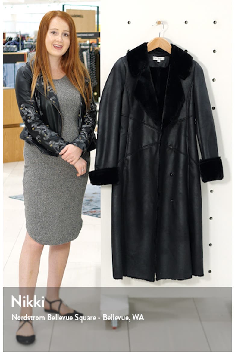 Faux Leather Coat with Faux Shearling Trim video
