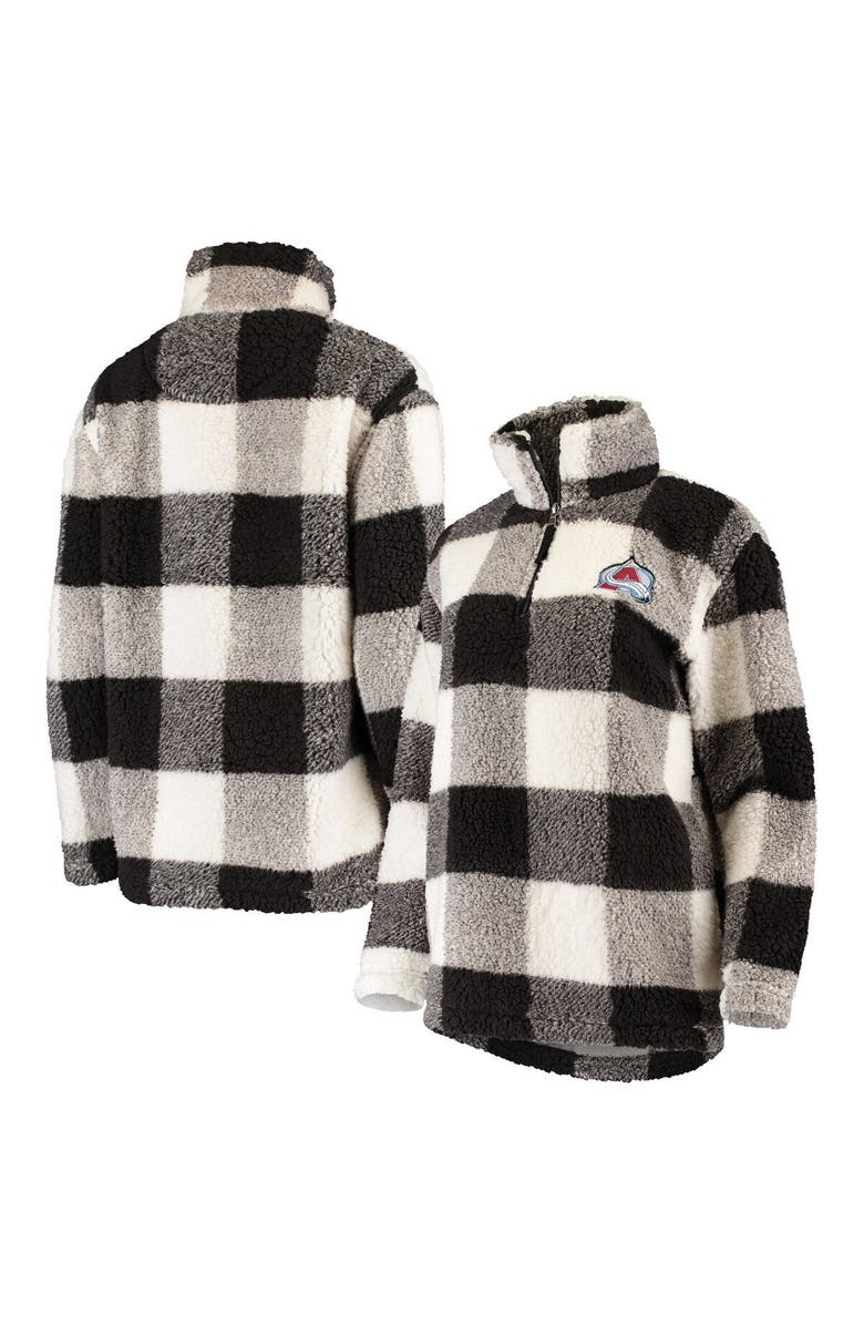 G-III 4HER BY CARL BANKS Women's G-III 4Her by Carl Banks Black/White Colorado Avalanche Plaid Sherpa Quarter-Zip Jacket, Alternate, color, 