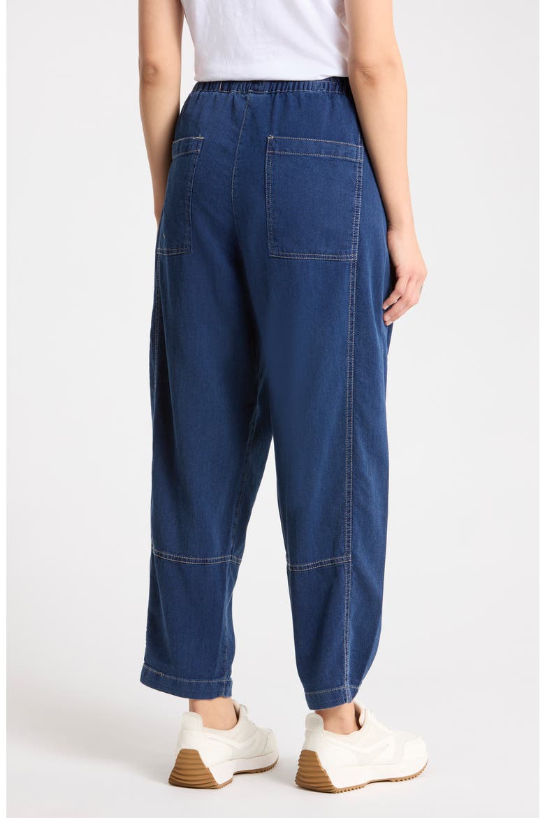 Pique Barrel Leg Ankle Pants, Alternate, color, DARK WASH