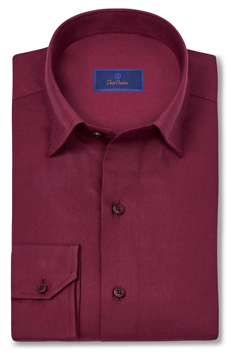 David Donahue Casual Long Sleeve Cotton Button-Up Shirt, Main, color, Merlot