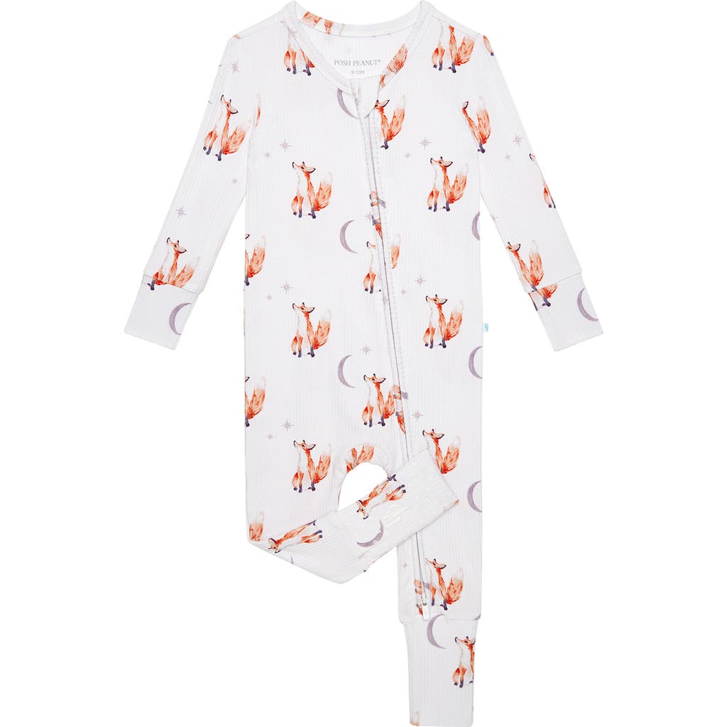 Posh Peanut Fennec Convertible Zip-up Footie In White