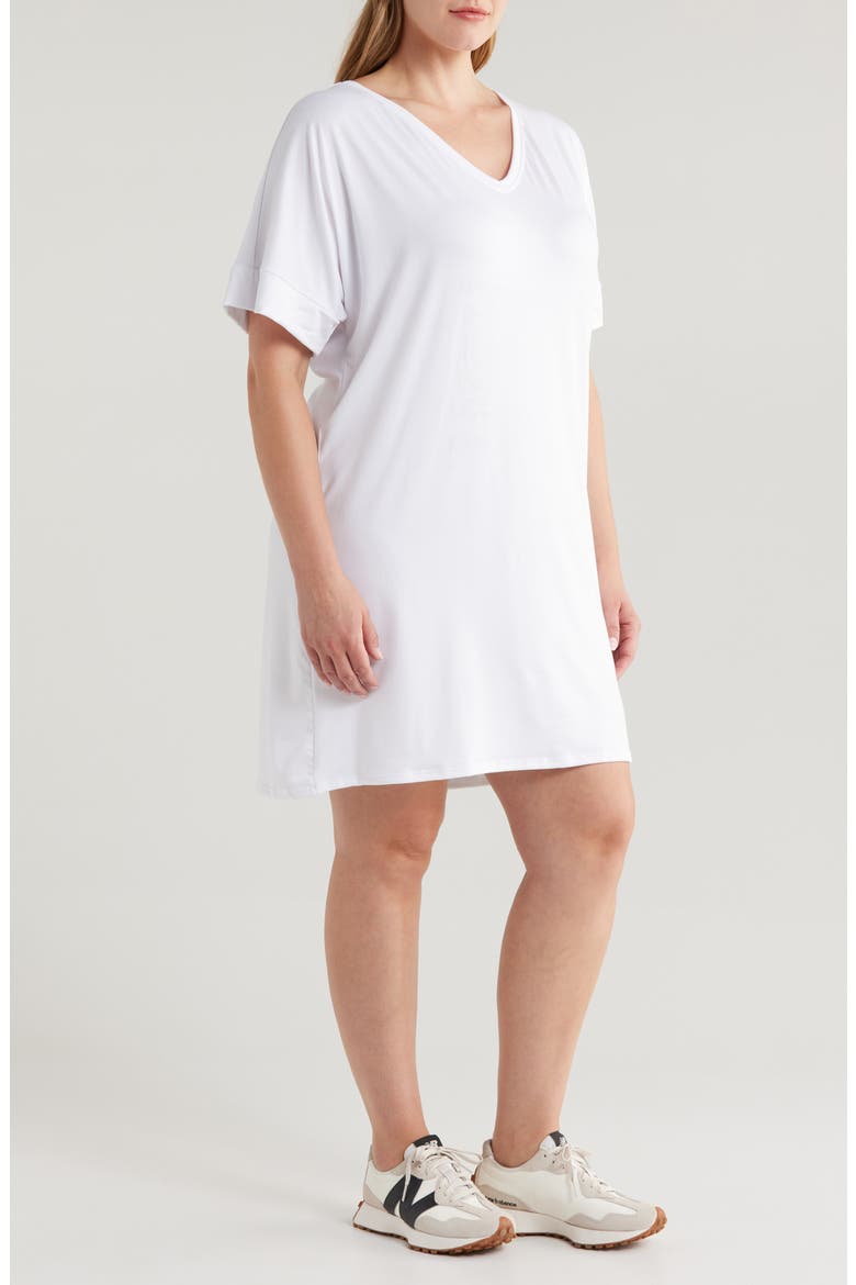 Loose Fit Jersey T-Shirt Dress, Alternate, color, WHITE