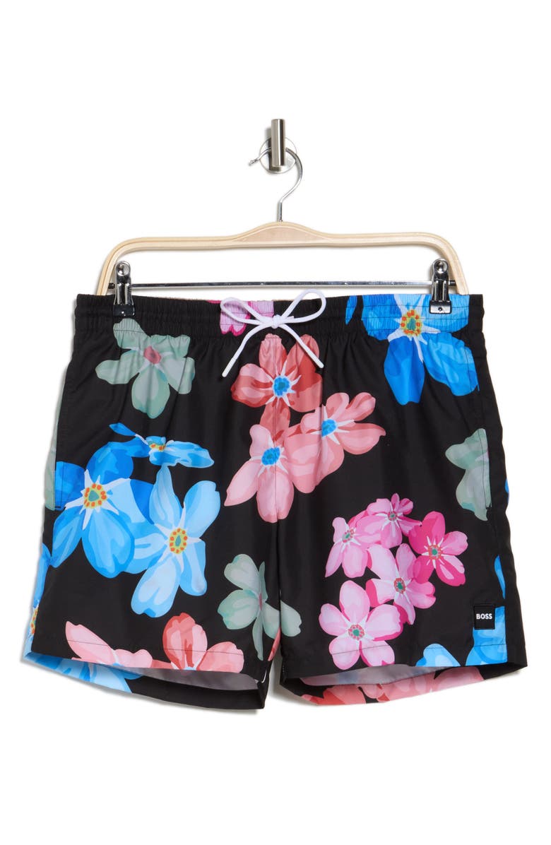 BOSS Piranha Swim Trunks, Alternate, color, Black