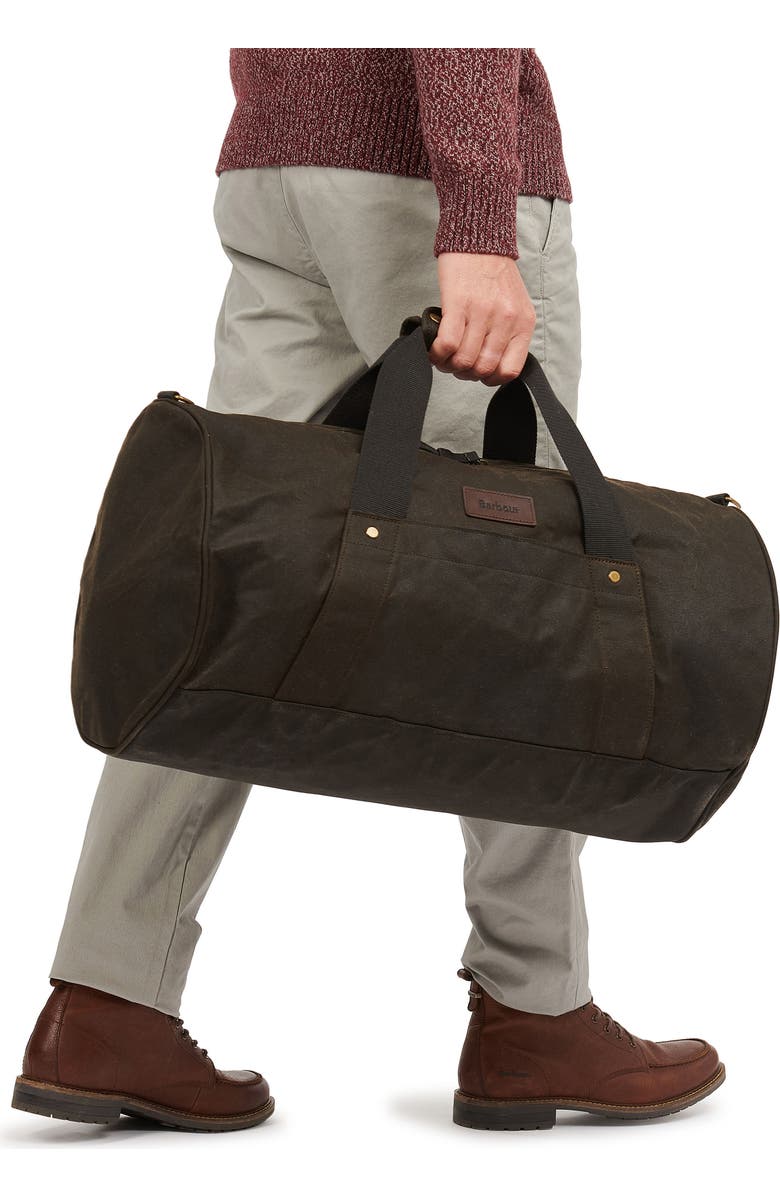 Barbour Explorer Waxed Cotton Canvas Duffle Bag, Alternate, color,