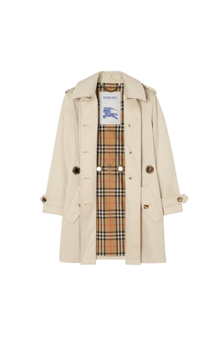 Burberry Short Gabardine Stonehaven Car Coat, Alternate, color, Clam Beige