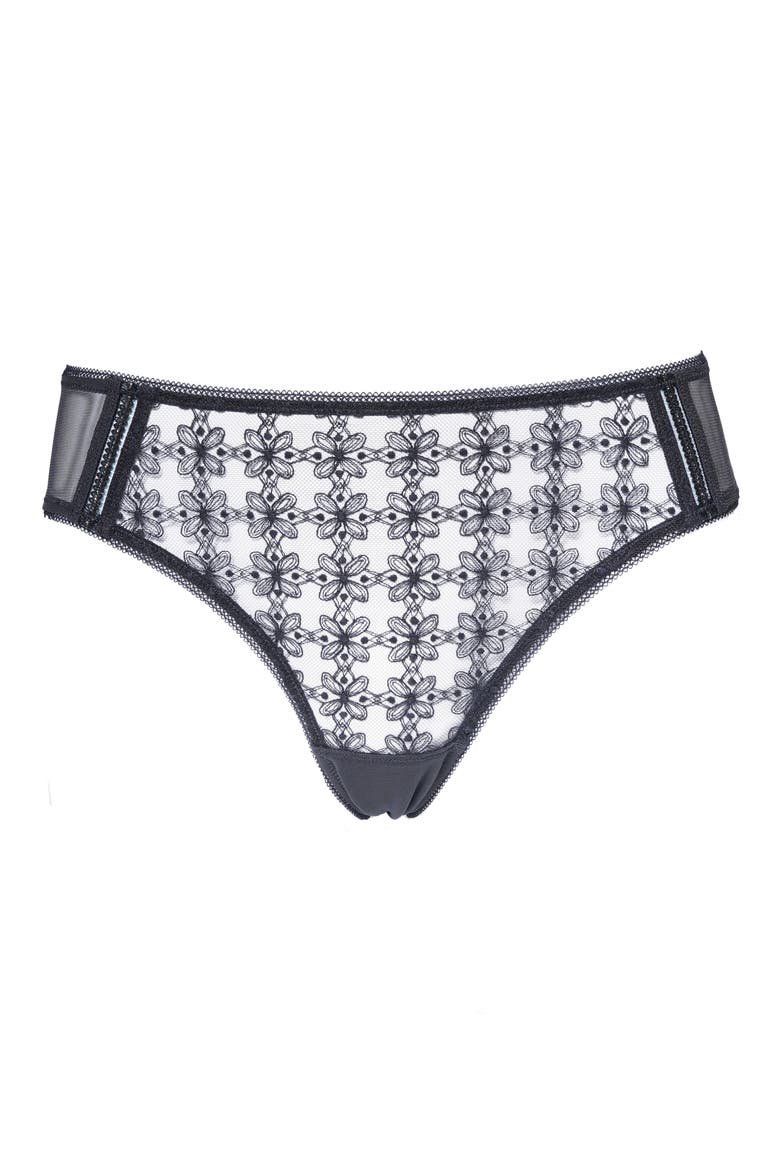 Café Fleur Bikini Briefs, Alternate, color, BLACK
