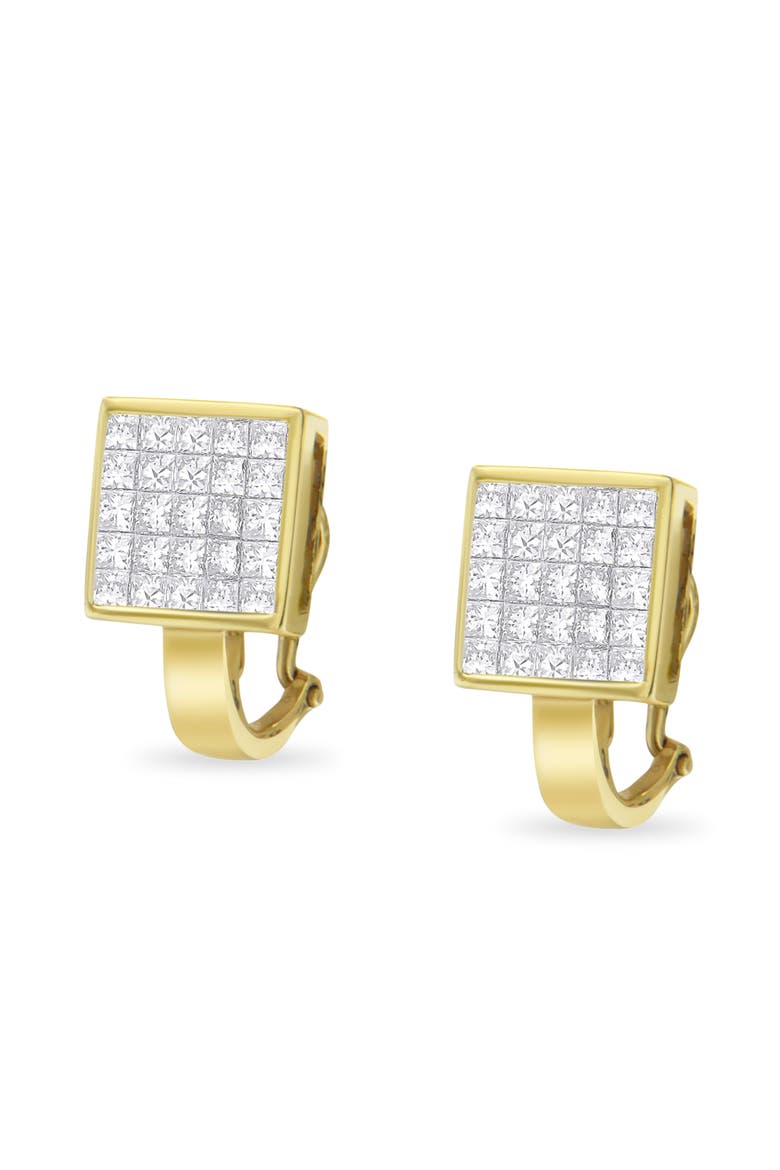 14K Yellow Gold 3-1/5 Cttw Diamond Grid Huggy Style Stud Earring, Alternate, color, Yellow
