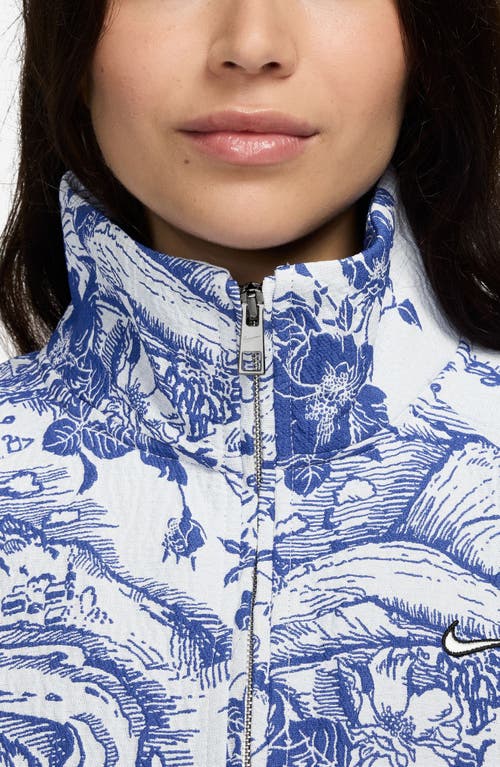 Nike Sportswear Collection Jacquard Track Jacket In White/hyper Royal/black