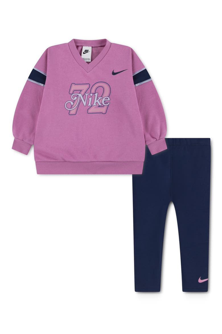 Kids' V-Neck Sweatshirt & Leggings Set, Main, color, MIDNIGHT NAVY