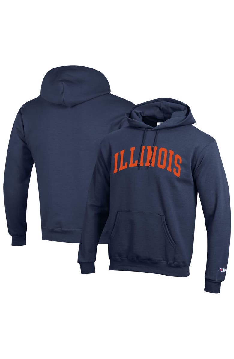Champion Men's Champion Navy Illinois Fighting Illini Basic Arch Fleece Pullover Hoodie, Main, color,