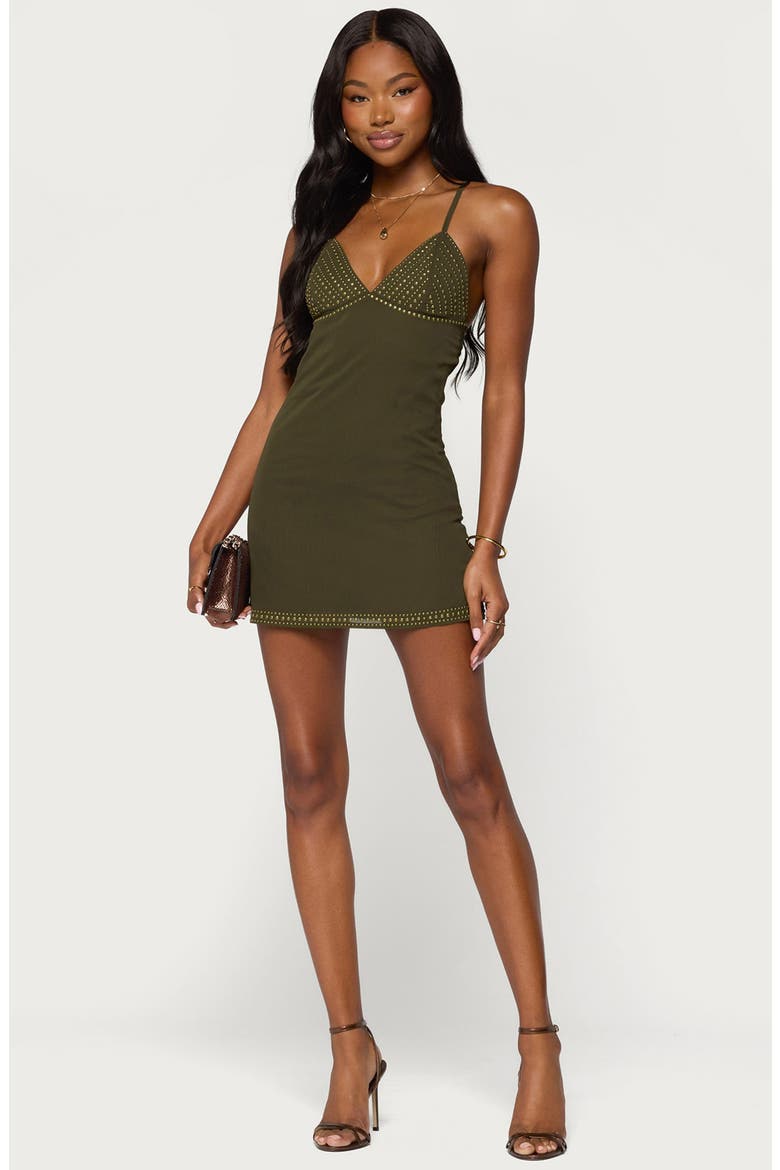 Akemi Studded Minidress, Alternate, color, OLIVE