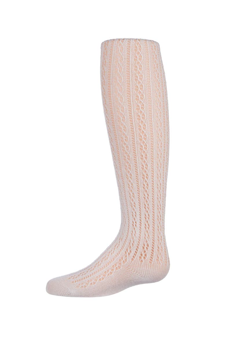 Pelerine Stitch Cotton Blend Tights, Main, color, White