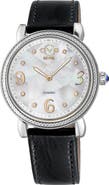 GV2 Ravenna Swiss Quartz Diamond Accent Leather Strap Watch, 37mm