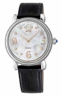 GV2 Ravenna Swiss Quartz Diamond Accent Leather Strap Watch, 37mm