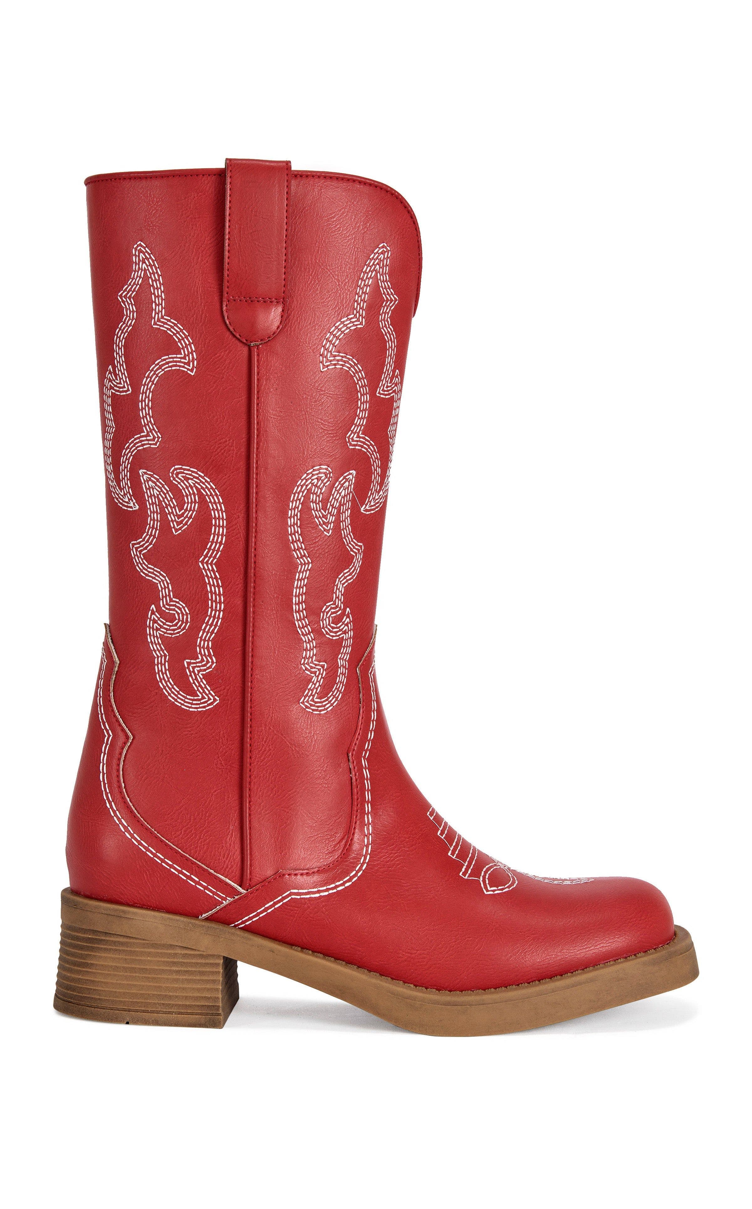 Mariana Flat Boot, Main, color, RED