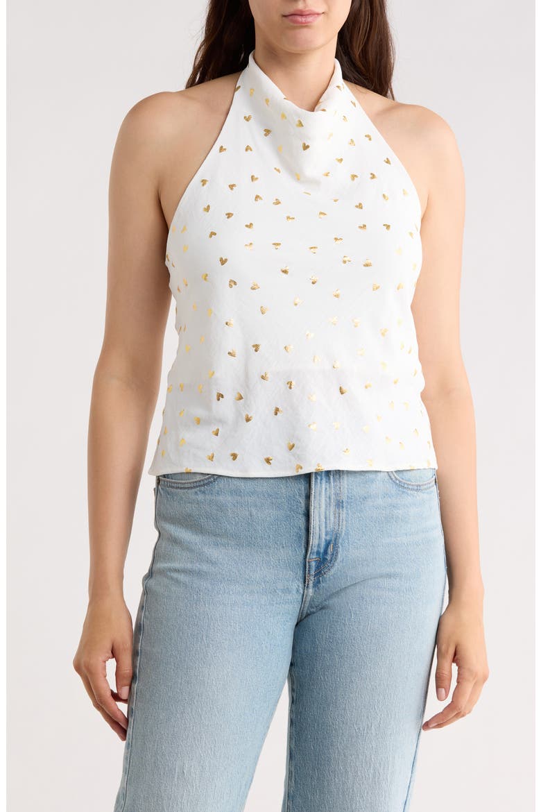 Heart Print Halter Top, Main, color, IVORY