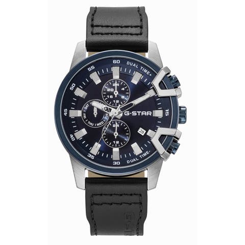 Bend3d - 44mm, Blue Dial, Black Leather Strap Watch